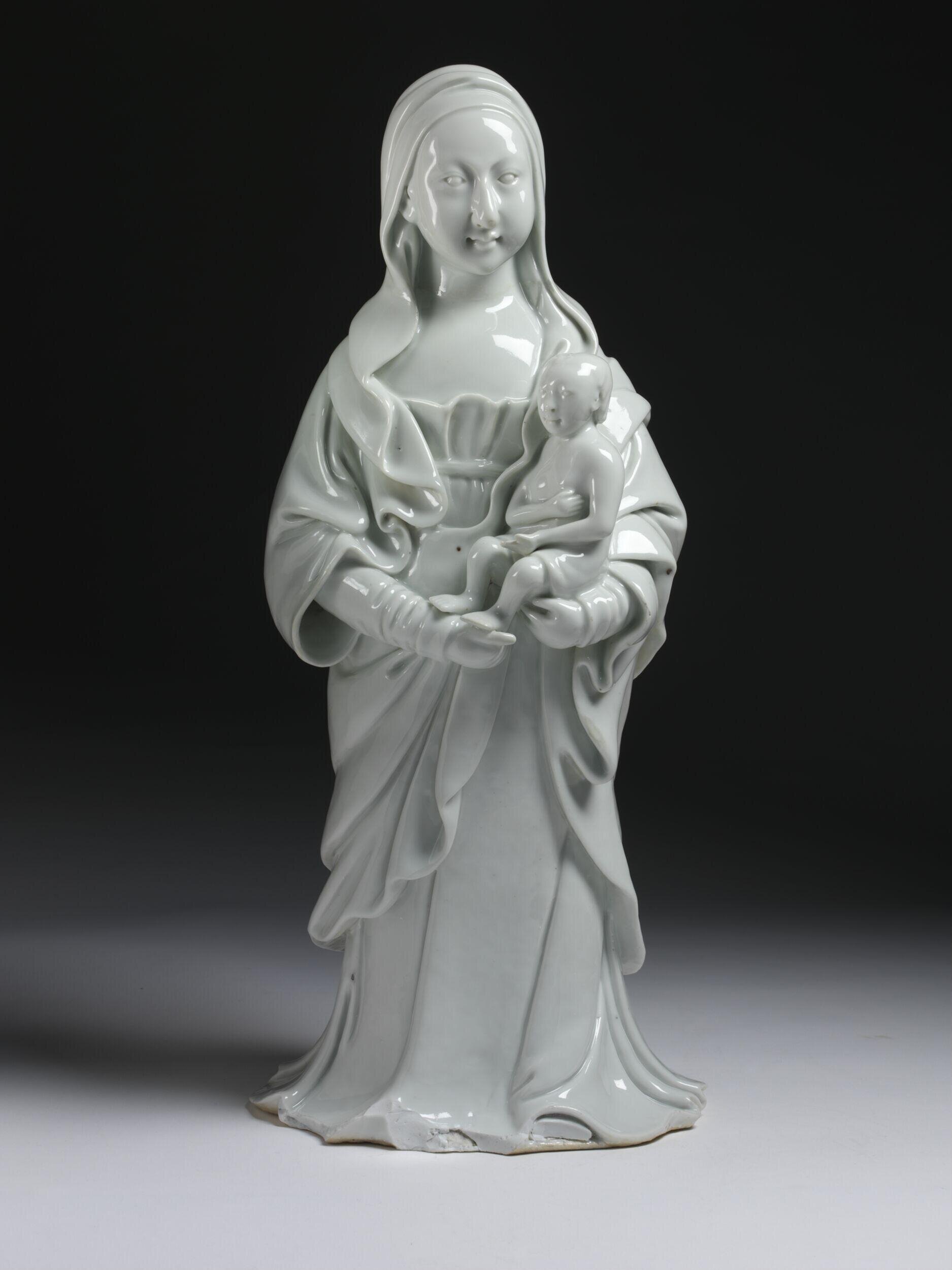 Dehua white porcelain Guanyin figure, catalogued in European collections as Madonna and Child, c. 1620–1700, Victoria and Albert Museum, Blanc de Chine cross-cultural reception