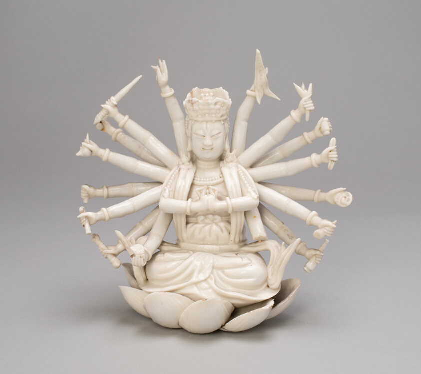 Cundi Bodhisattva, Dehua ware (blanc de chine); porcelain, Qing dynasty (1644–1911), H. 17 cm, Art Institute of Chicago, 556.1930, Blanc de Chine