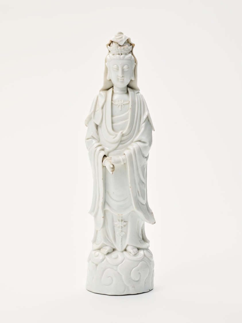Figure of Guanyin, Dehua porcelain (blanc de chine), c. 1700, H. 36.9 cm, Art Institute of Chicago, 2025.26, Blanc de Chine