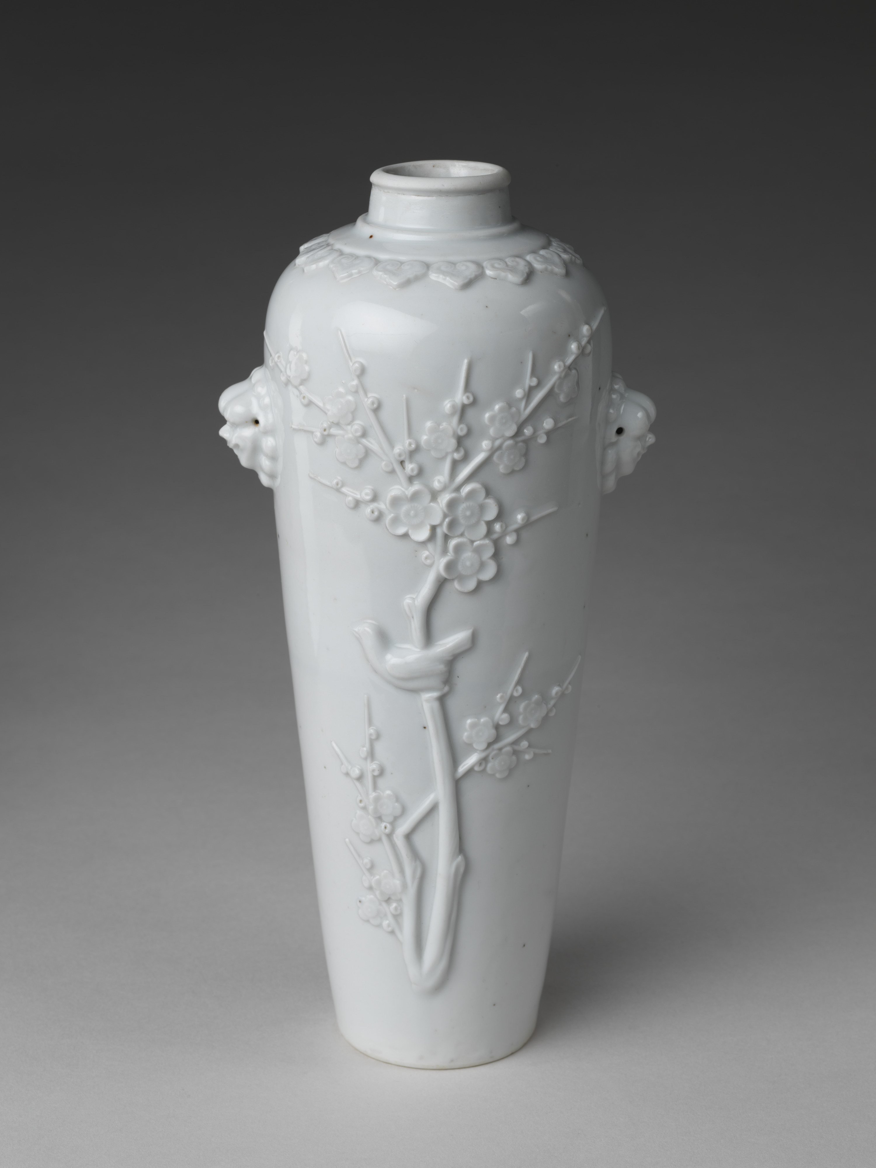 Vase with Plum Blossoms, Porcelain (Dehua ware), 18th century, H. 26 cm, The Metropolitan Museum of Art, 2012.527.2, Blanc de Chine
