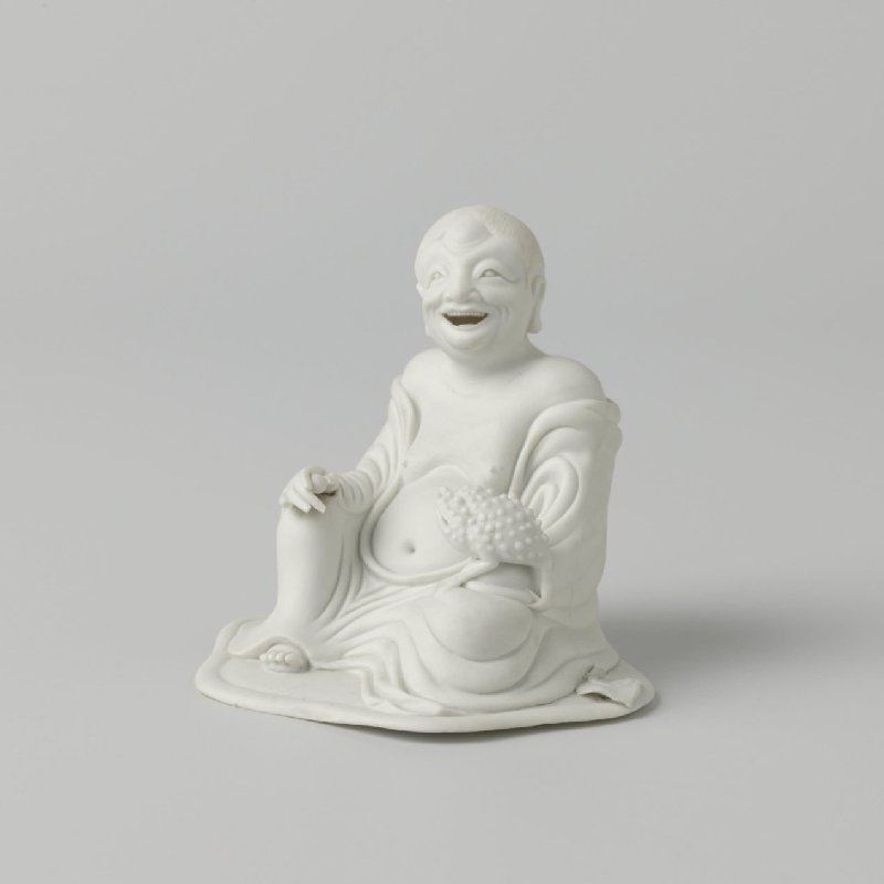 Figure of a seated Liu Hai with his toad (biscuit), Unglazed porcelain (biscuit), c. 1675–1699 (Qing, Kangxi), H. 9 cm, Rijksmuseum, AK-NM-6589, Blanc de Chine